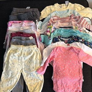 Long-sleeved onesies and pants bundle for baby girls.